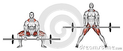 Exercising. Deadlifts sumo Stock Photo