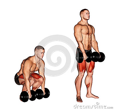 Exercising. Dumbbell Deadlift Stock Photo