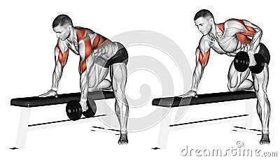 Exercising. End dumbbell with one hand Stock Photo