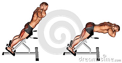 Exercising. Hyperextension Stock Photo