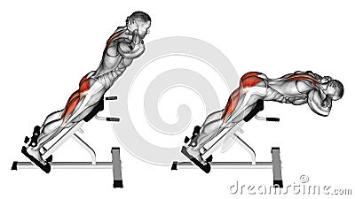 Exercising. Hyperextension Stock Photo