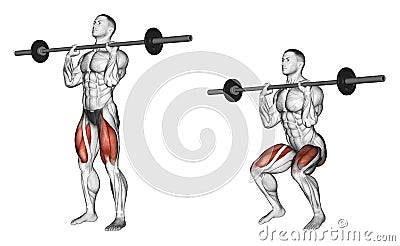 Exercising. Squats on his chest Stock Photo