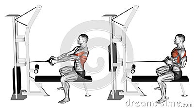 Exercising. Thrust block simulator to sitting on the bench Stock Photo