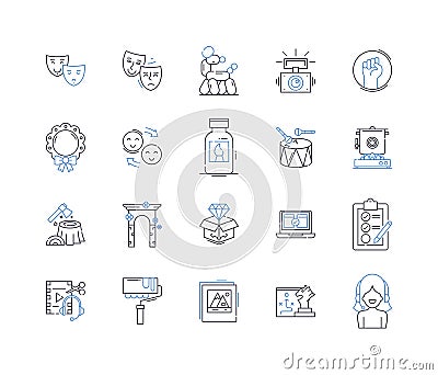Exertion line icons collection. Sweating, Stamina, Effortful, Struggle, Push, Energy, Vigor vector and linear Vector Illustration