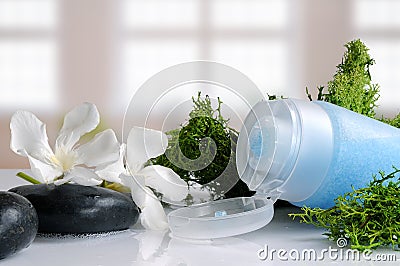 Exfoliating gel with seaweed in a bath Stock Photo