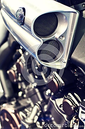 Exhaust of a 1600cc speed motor bike Stock Photo