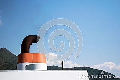 Exhaust gases from the ship Stock Photo