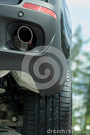Exhaust pipe of new luxury car Stock Photo