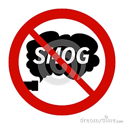 Exhaust smog pollution cloud ban or forbidden road sign Vector Illustration