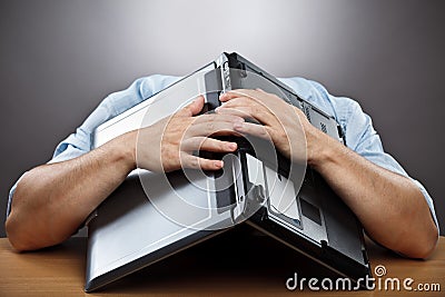 Exhausted businessman Stock Photo