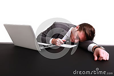 An exhausted businessman Stock Photo