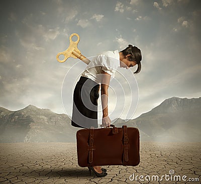 Exhausted businesswoman Stock Photo