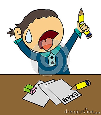 Exhausted exam Cartoon Illustration