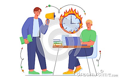 Exhausted man at workplace vector concept Vector Illustration