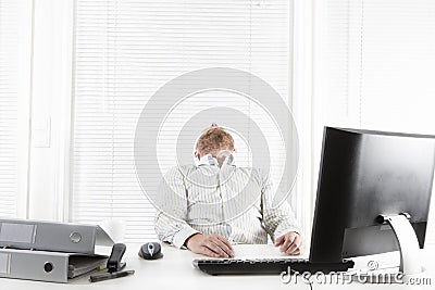 Tired and Exhausted Office Worker Stock Photo