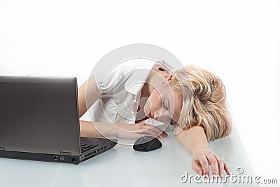 Exhausted office worker Stock Photo