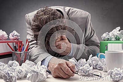 Exhausted and overworked Stock Photo