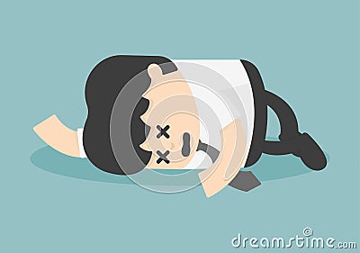 Exhausted and tired businessman sleeping Vector Illustration