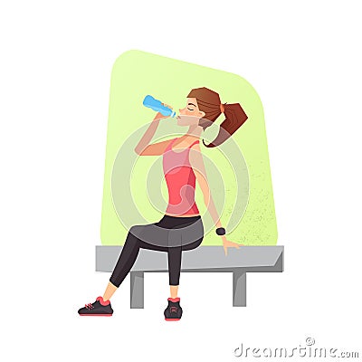 Exhausted woman dehydrated Vector Illustration