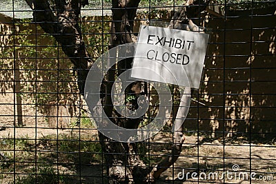 Exhibit Closed Sign - Los Angeles Zoo Stock Photo