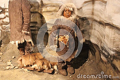 An exhibit display of Ice age Ohio valley at Fort Ancient Museum Editorial Stock Photo