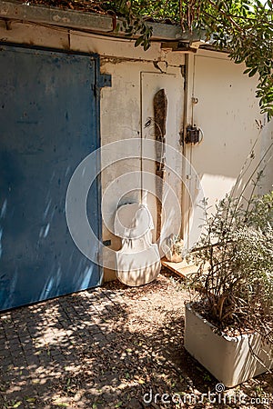 An exhibit in the form of a stone case from a cello, produced by craftsmen living in Kibbutz En Carmel, in northern Israel Editorial Stock Photo