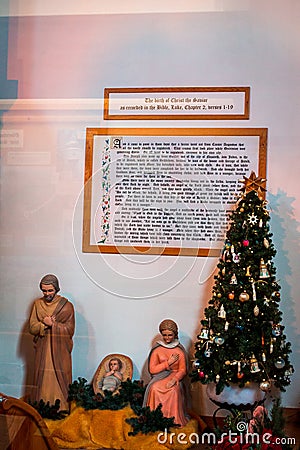 Exhibit in the Silent Night Memorial Chapel in Frakenmuth Michigan Editorial Stock Photo