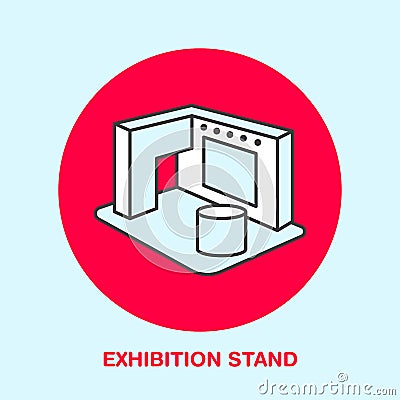 Exhibition banner stand vector line icon. Advertising sign Vector Illustration