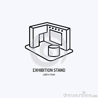 Exhibition banner stand vector line icon. Advertising sign Vector Illustration