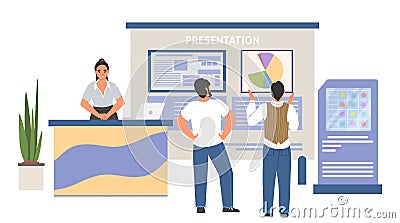 Exhibition flat vector business event expo show Cartoon Illustration