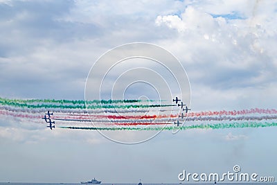 Exhibition of the Frecce Tricolore, Puglia Editorial Stock Photo