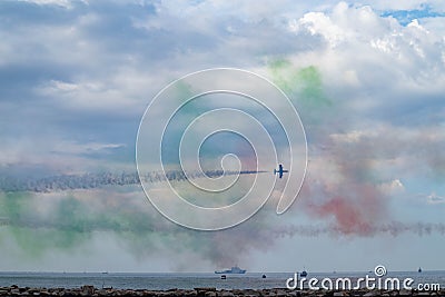 Exhibition of the Frecce Tricolore, Puglia Editorial Stock Photo