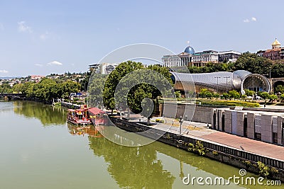 Exhibition Hall and Presidential Palace are the Modern Tbilisi Editorial Stock Photo