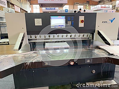 Inside exhibition of printers and printing materials - Hanoi, Vietnam March 21, 2018 Editorial Stock Photo