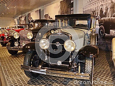 Exhibition of retro cars. The exposition of the turn of the century, mostly represented by overseas cars Editorial Stock Photo