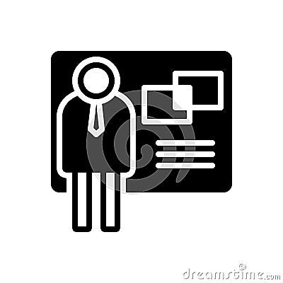 Black solid icon for Exhibitor, advertising and demonstrator Vector Illustration