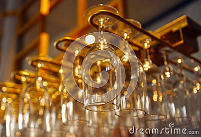 Glasses for beer in a bar Stock Photo