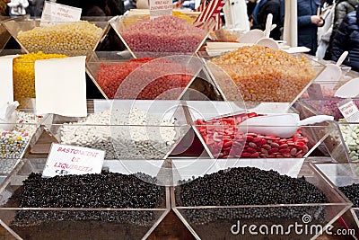 Exhibitors of candy Stock Photo