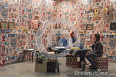 Exhibitors at Miart 2015 in Milan, Italy Editorial Stock Photo