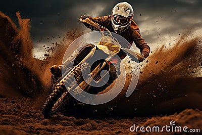 Exhilarating Motocross crossing dirt. Generate Ai Stock Photo