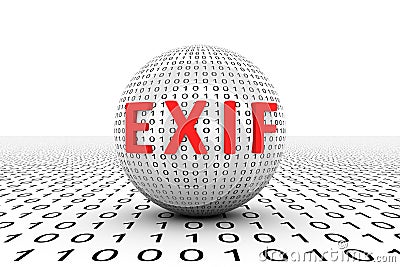 EXIF conceptual sphere binary code 3d Cartoon Illustration