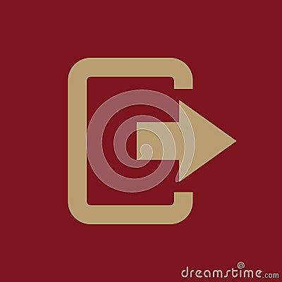 The exit bag icon. Logout and output, outlet, out symbol. Flat Vector Illustration
