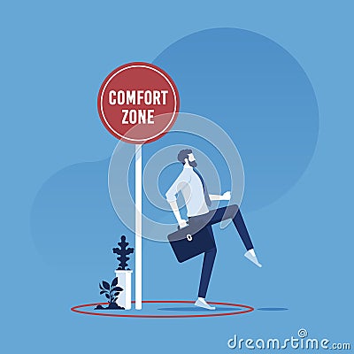 Exit from the comfort zone concept Vector Illustration