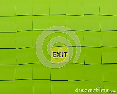 Exit concept. Sticky notes. Stock Photo