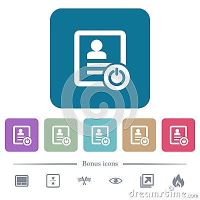 Exit from contact list flat icons on color rounded square backgrounds Stock Photo