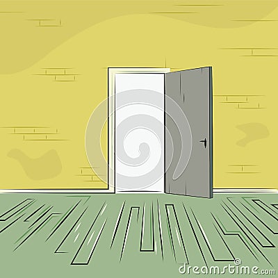 Exit door from old room Vector Illustration