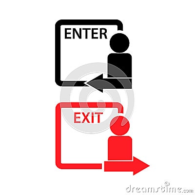 Exit and enter vector icons. Flat design Vector Illustration