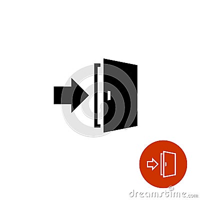 Exit icon with door and arrow symbols. Vector Illustration