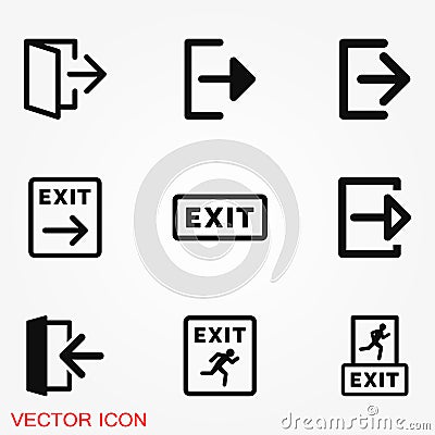 The exit icon. Logout and output, outlet, out symbol. Vector logo Vector Illustration