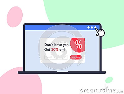 Exit intent popup - digital marketing online strategies with intuitive design, lead capture forms and advanced triggers Vector Illustration